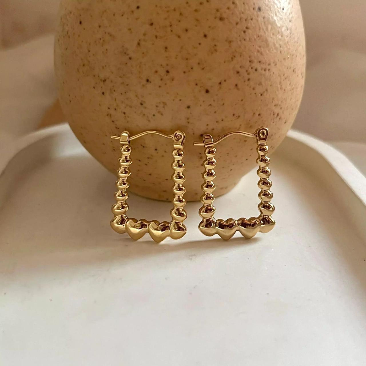 Bubble Heart Hoops Earrings