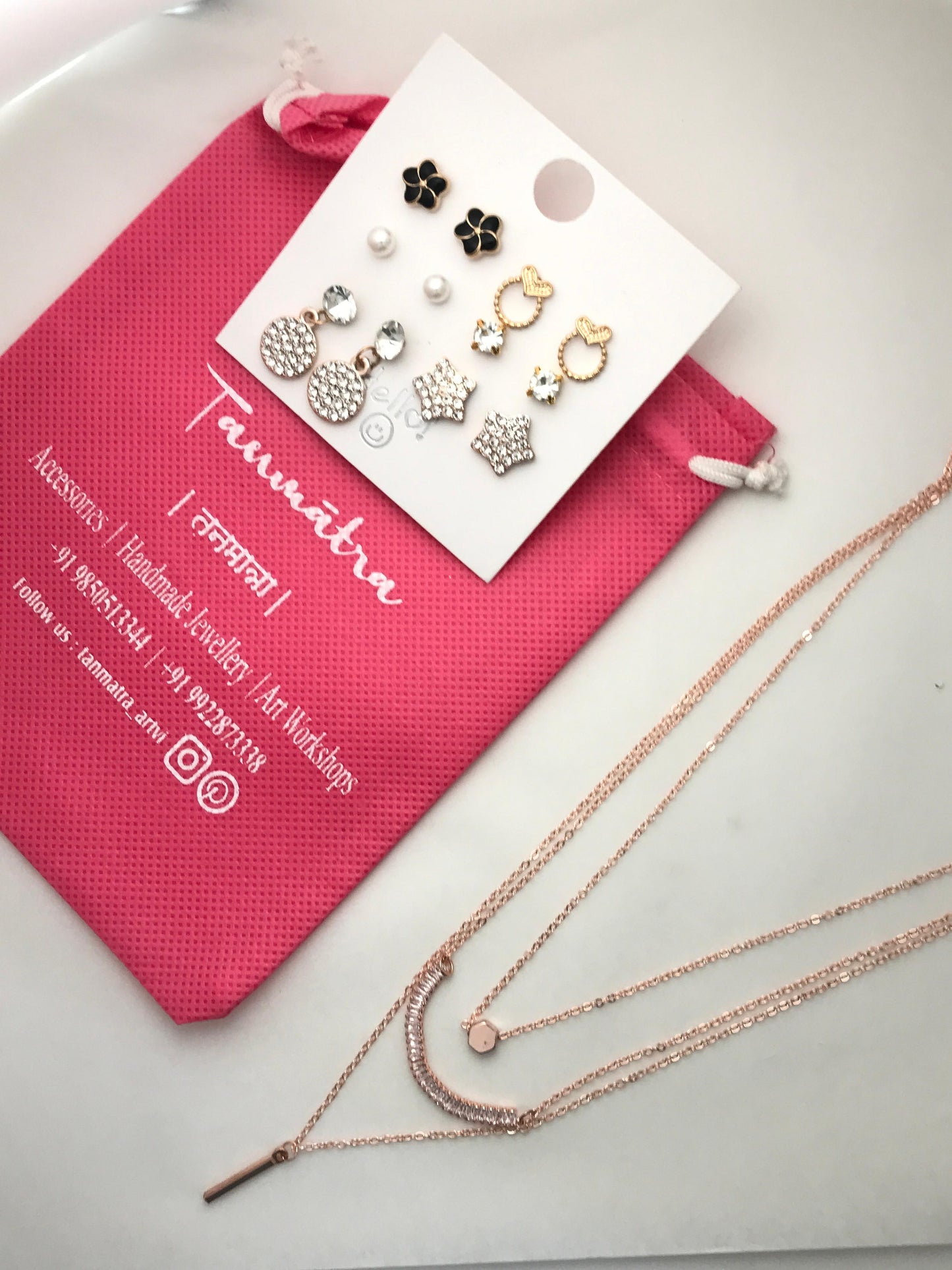 Diamond Hexagon Layered Necklace Combo-1