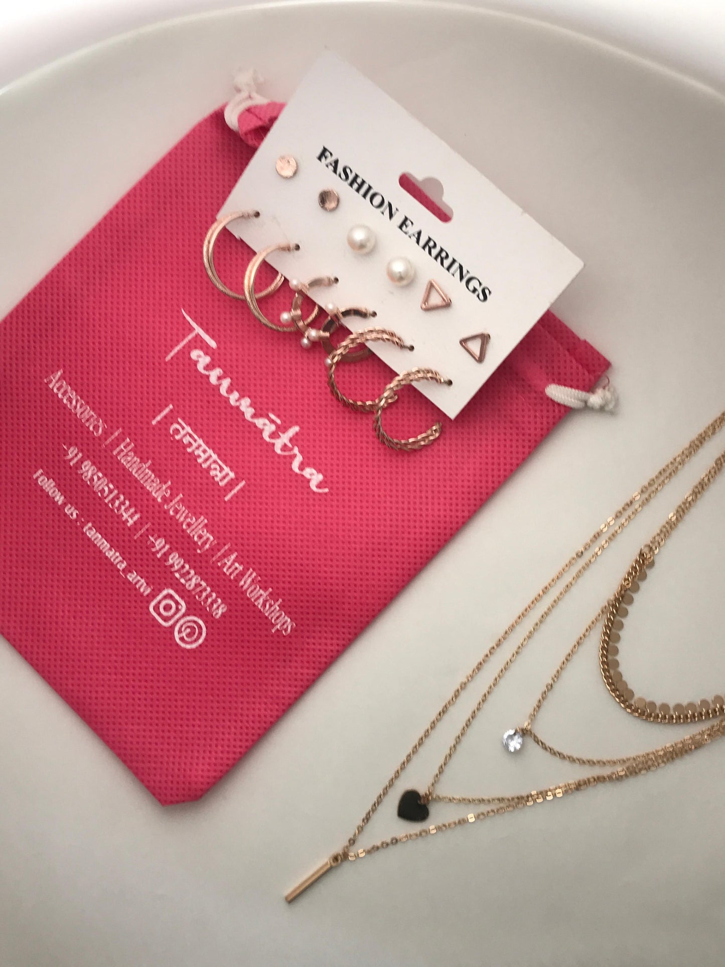 Gold Heart Necklace Combo - 2