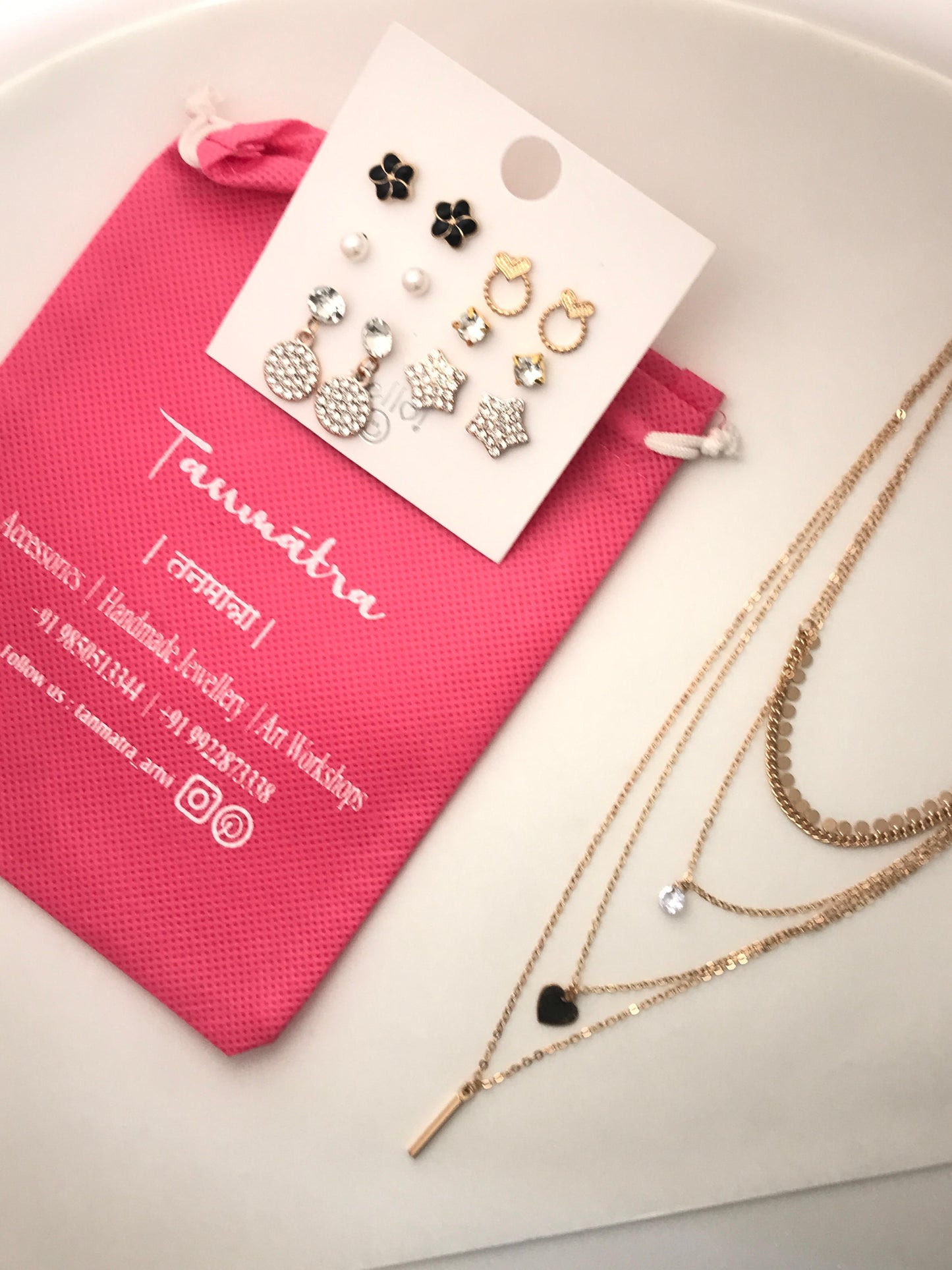 Gold Heart Necklace Combo - 3