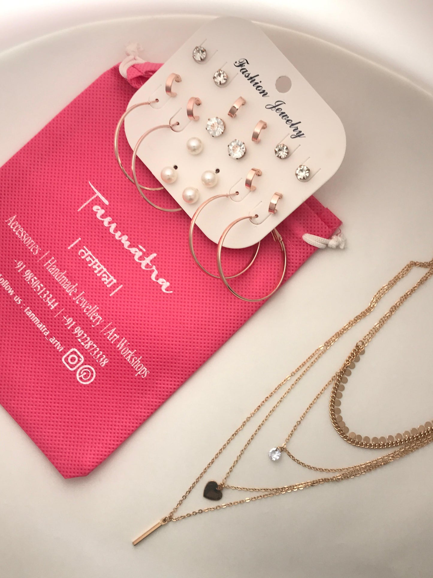Gold Heart Necklace Combo - 5