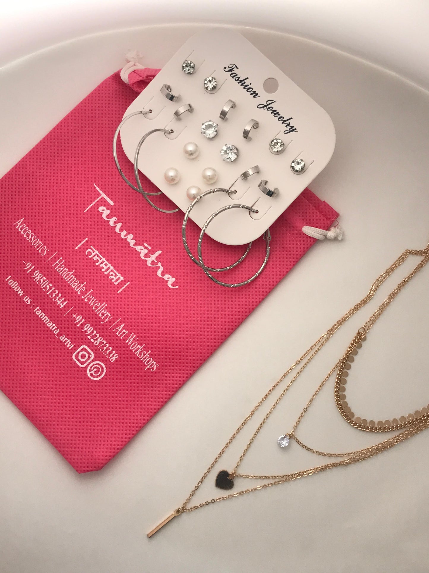 Gold Heart Necklace Combo - 7