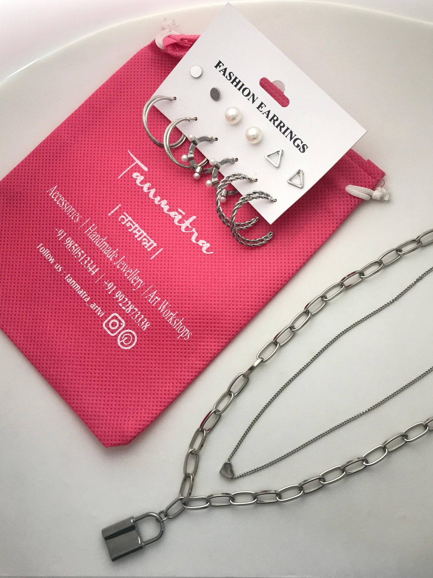 Silver Chain Necklace Combo - 4