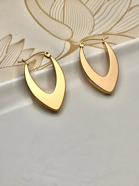 Gold Plated Thick Chunky Stainless Steel Hoop Earring