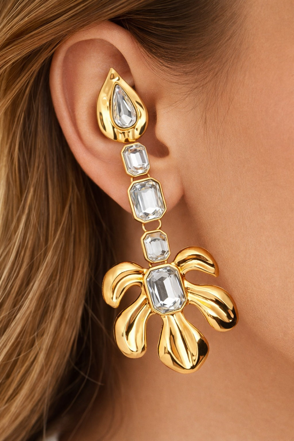 Golden Flora Drop Earring