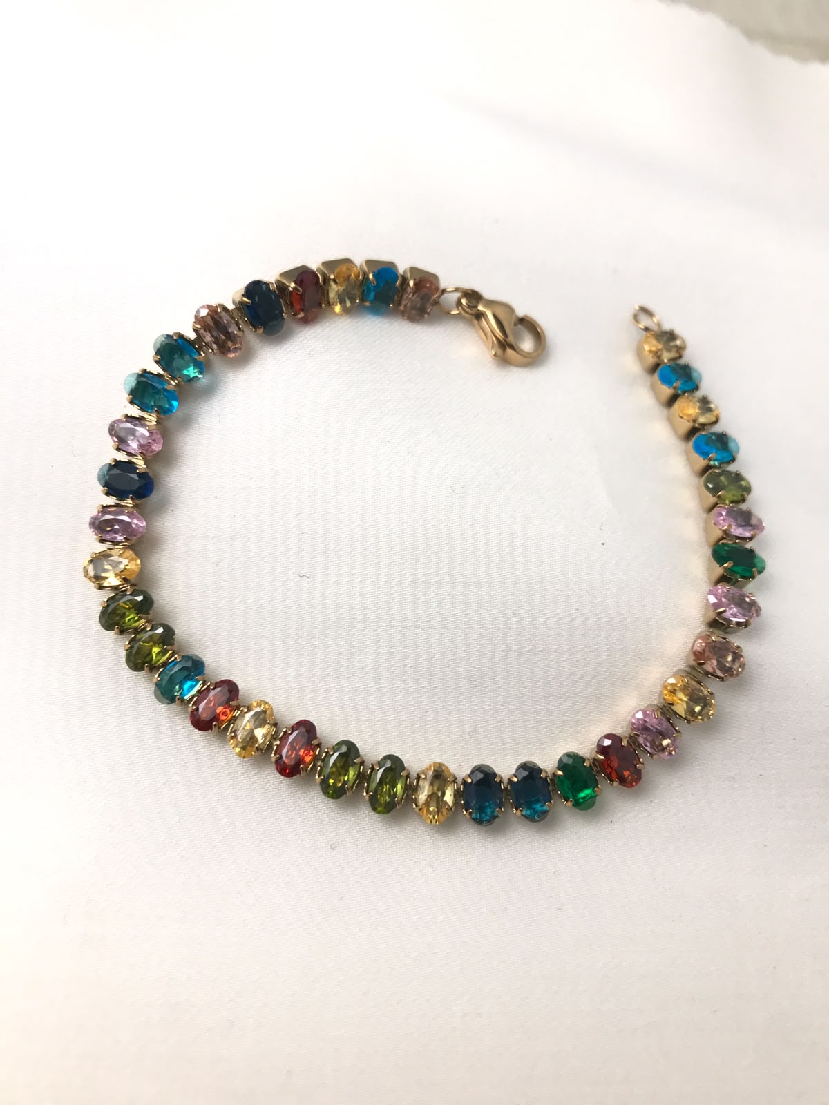 Gold-Plated Pear-Cut Crystal Tennis Bracelet