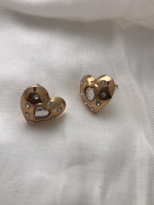 Gold-Tone Puffy Heart Stud Earrings