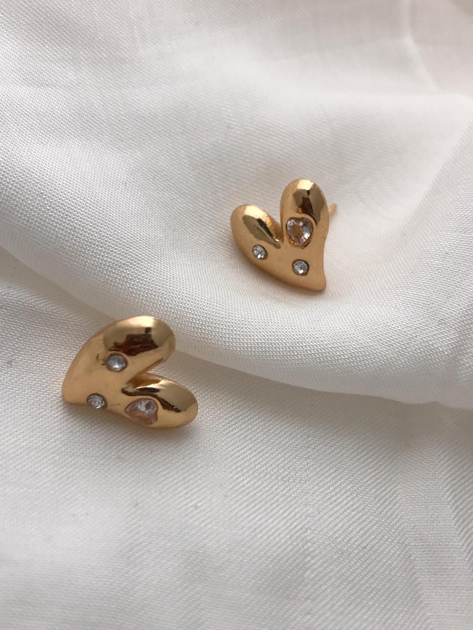 Gold-Tone Puffy Heart Stud Earrings