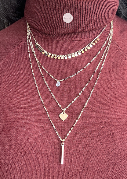 4 layer gold necklace