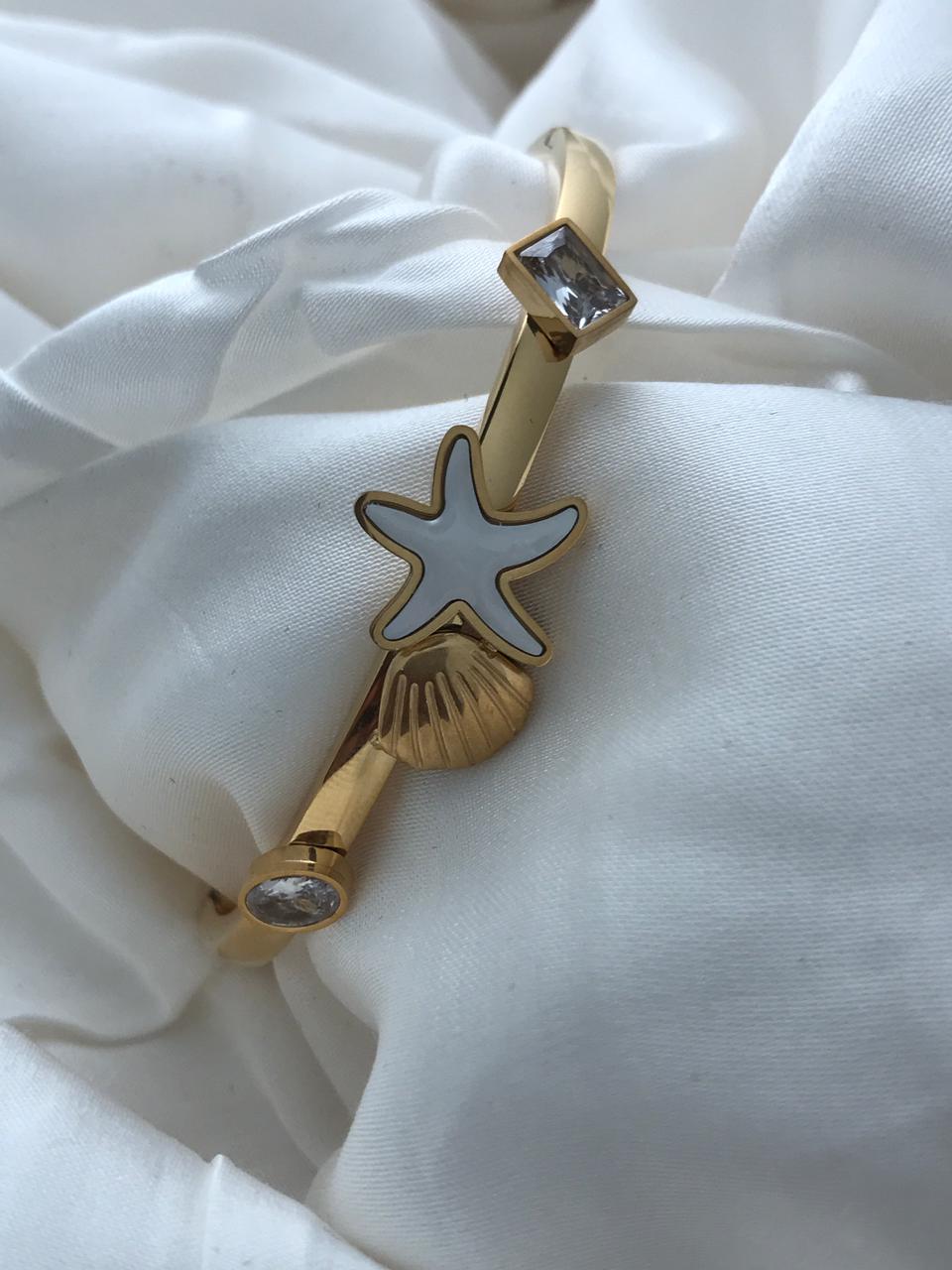 Gold Nautical-themed Hinged Bracelet