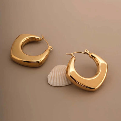 Chunky Rhombus Hoops Earring