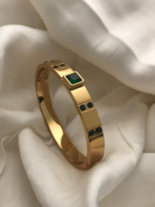 Geometric Rectangular Stone Cuff Bracelet
