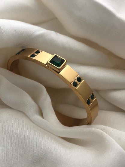 Geometric Rectangular Stone Cuff Bracelet