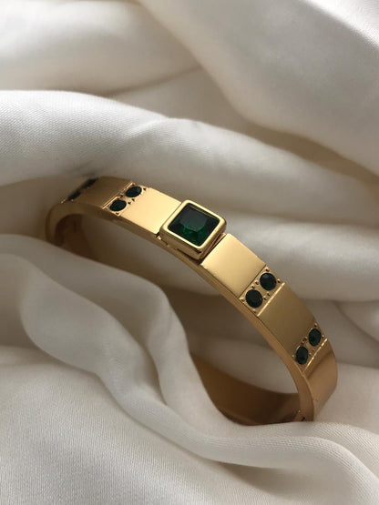Geometric Rectangular Stone Cuff Bracelet