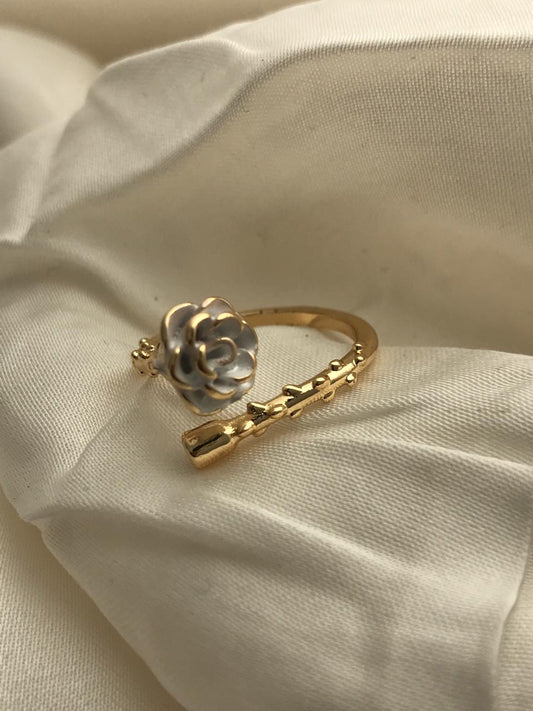 Gold Flower Bypass Ring