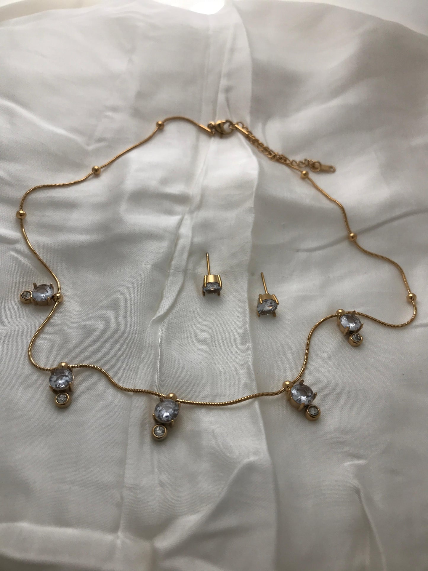 Gold Bezel Set Crystal Choker Necklace
