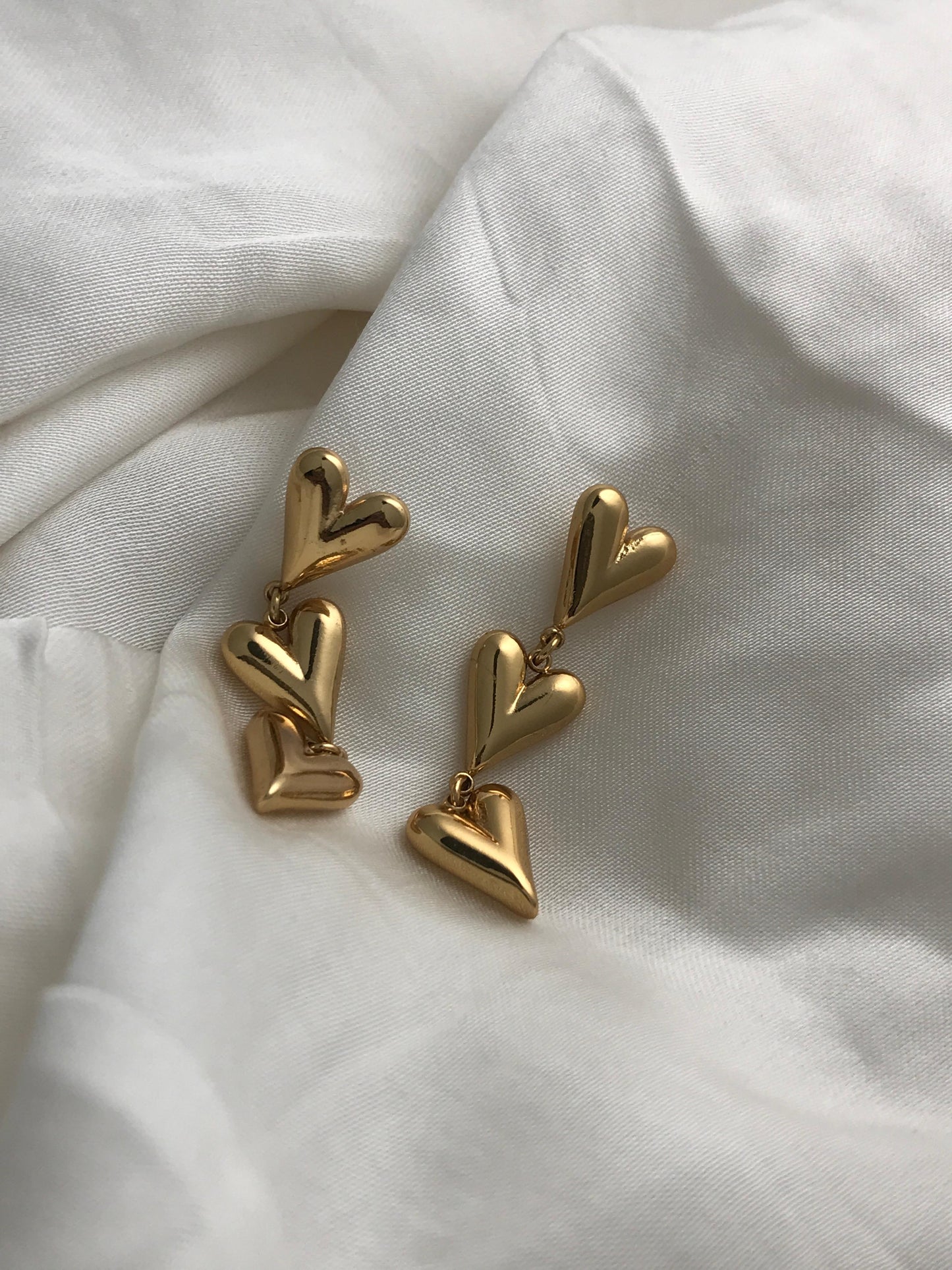 Gold Heart Dangle Earrings