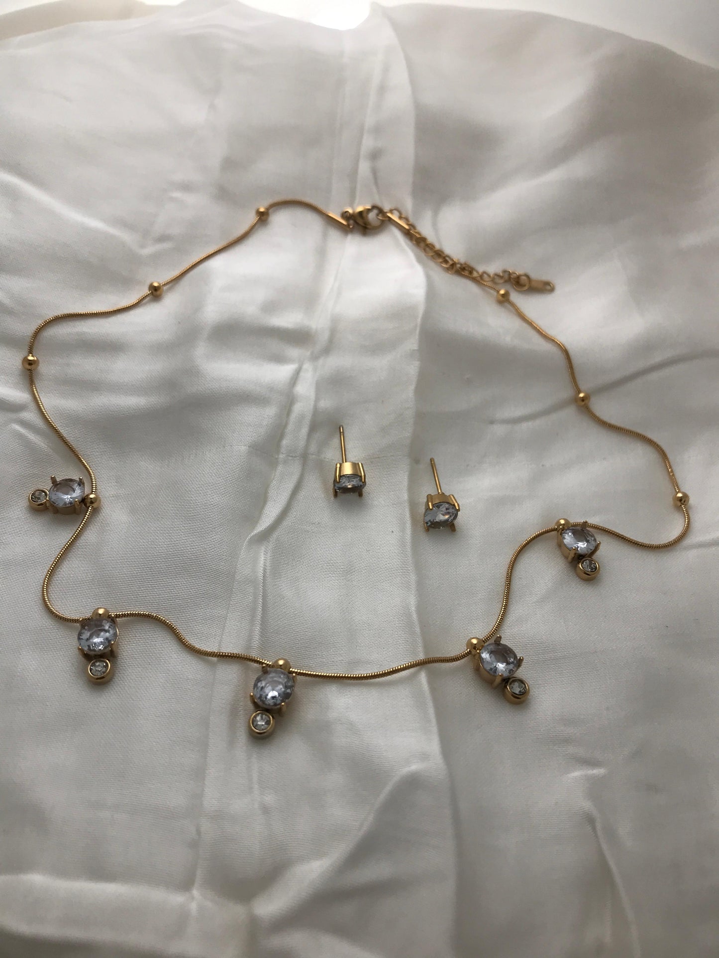 Gold Bezel Set Crystal Choker Necklace