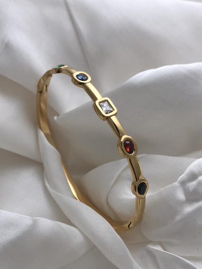 Gold Multi-colored Gemstones Bracelet