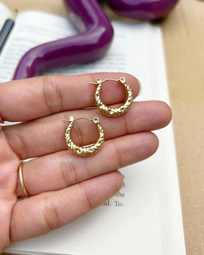 Chunky Gold Croissant Hoops Earring