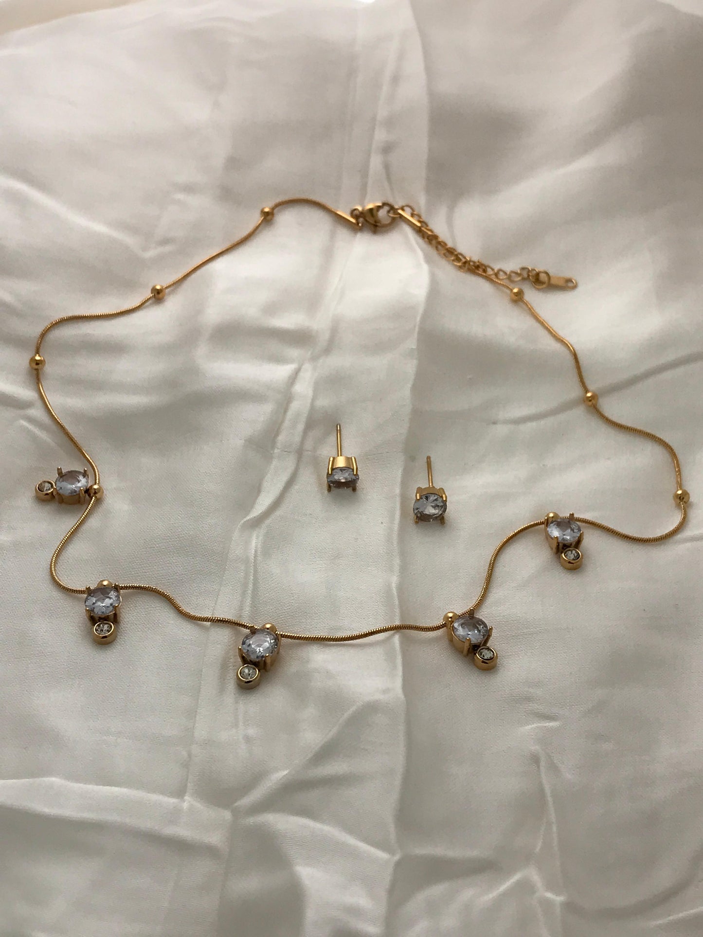 Gold Bezel Set Crystal Choker Necklace