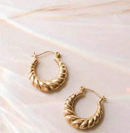Chunky Gold Croissant Hoops Earring