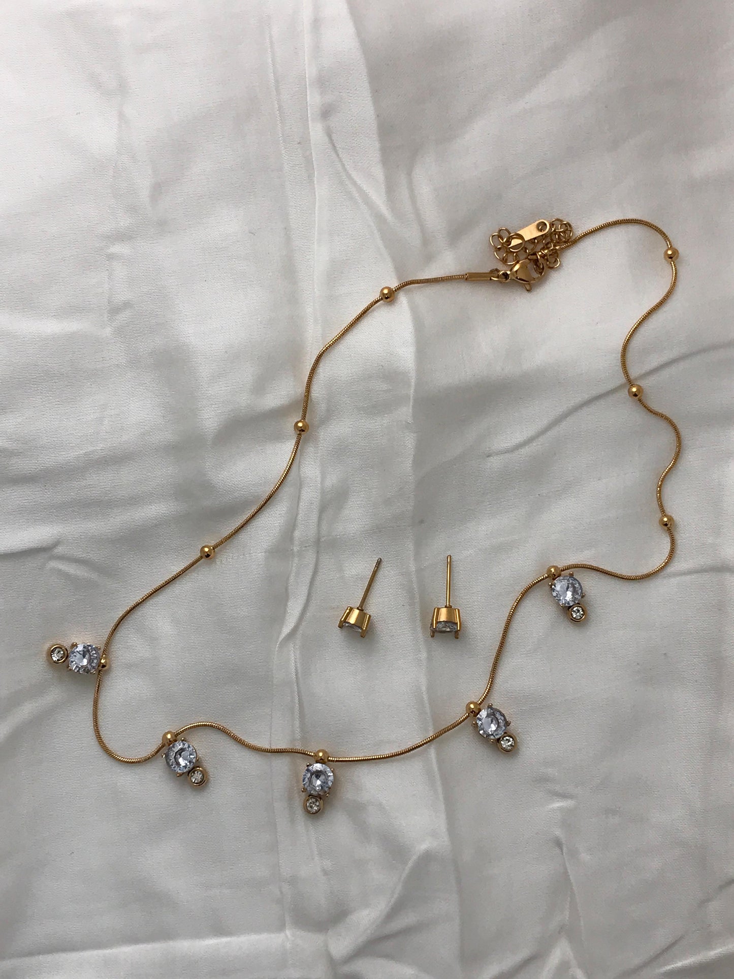 Gold Bezel Set Crystal Choker Necklace