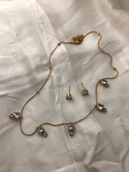 Gold Bezel Set Crystal Choker Necklace