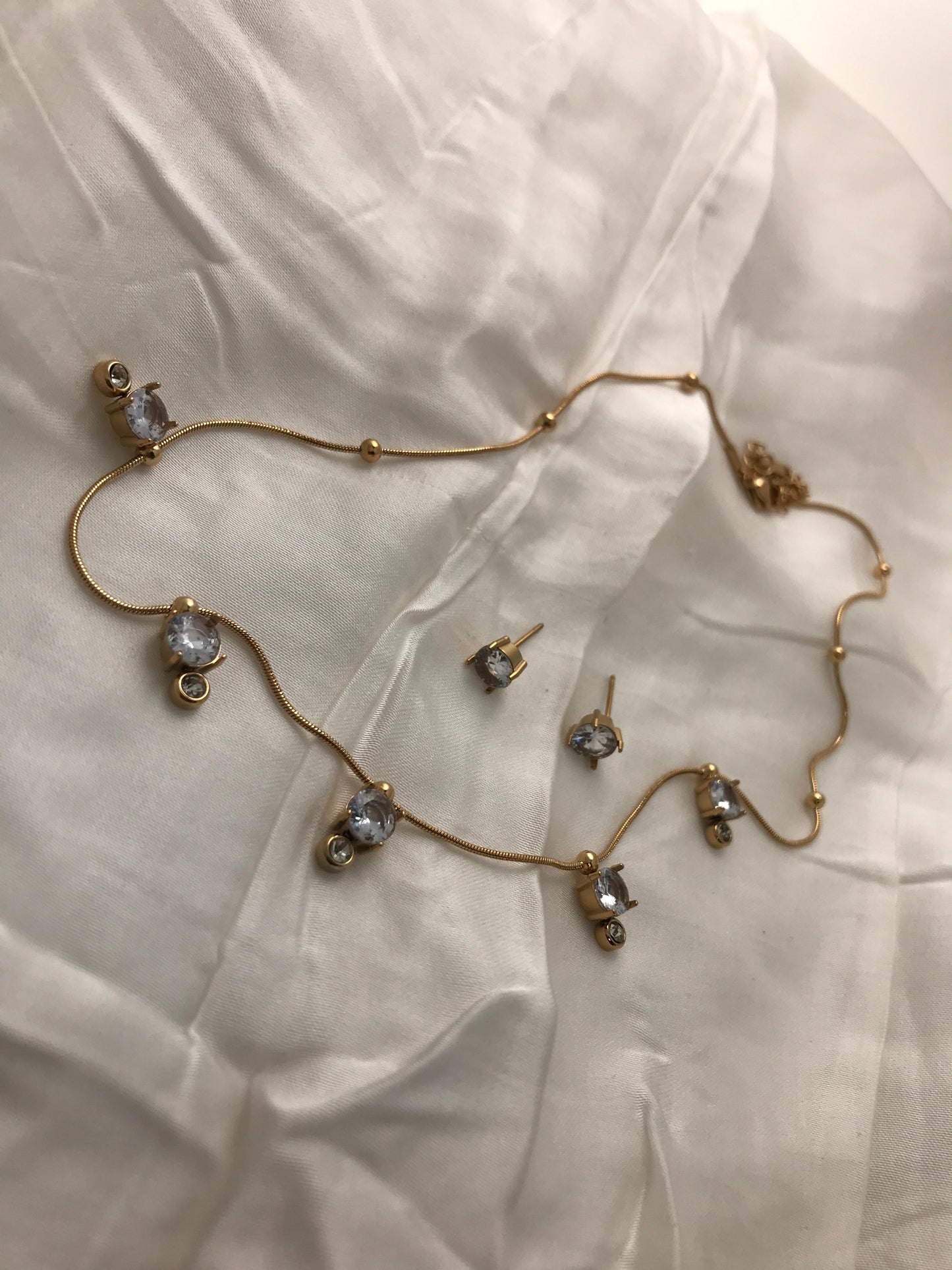 Gold Bezel Set Crystal Choker Necklace