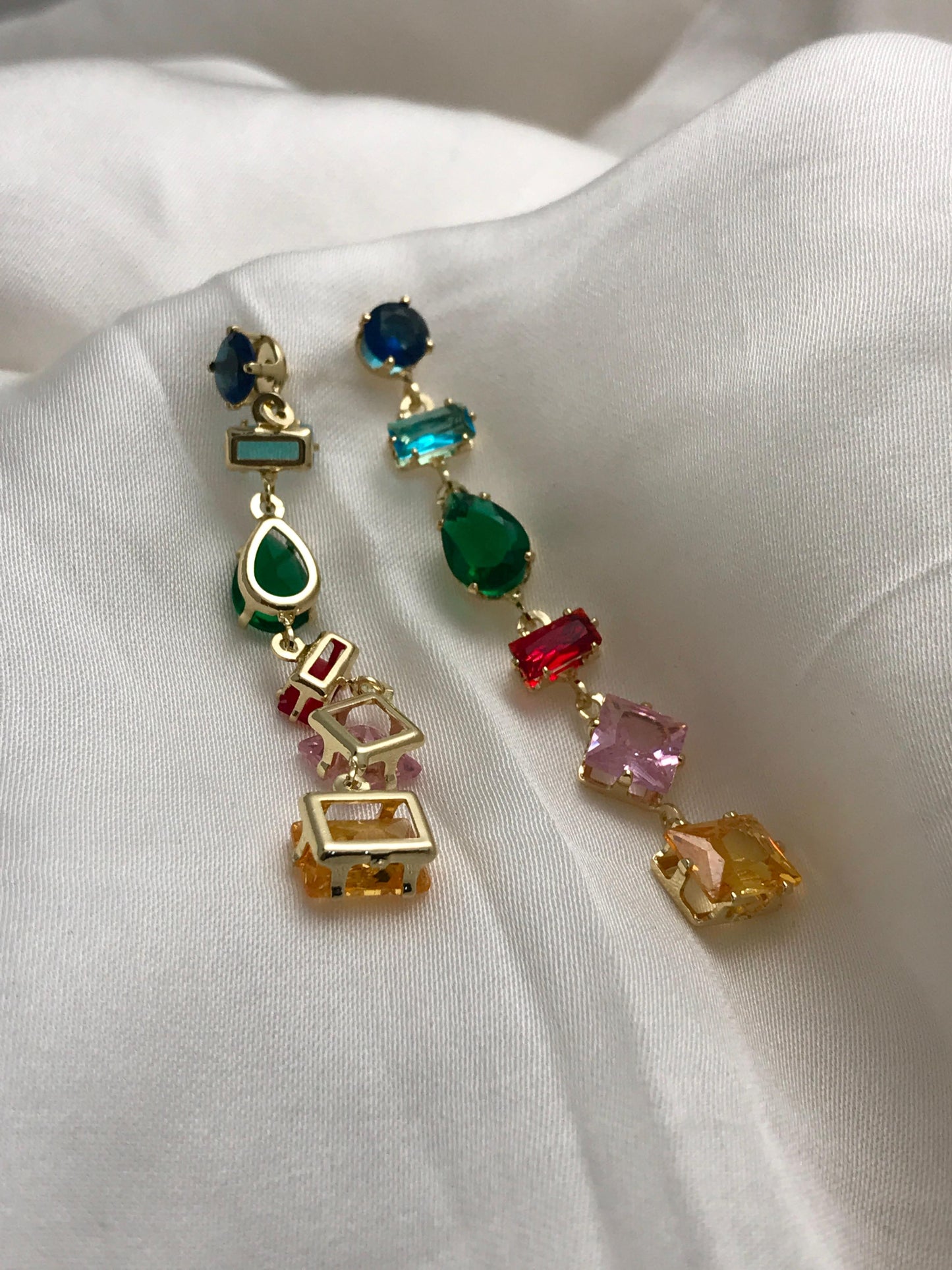 Multicolor Geometric Drop Earrings