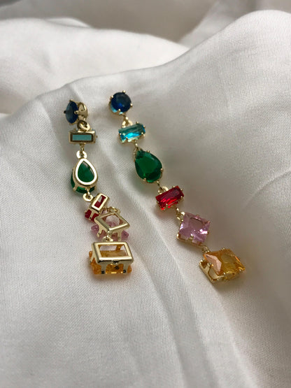 Multicolor Geometric Drop Earrings