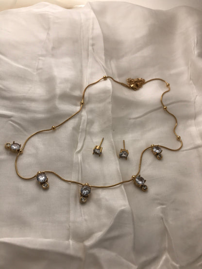 Gold Bezel Set Crystal Choker Necklace