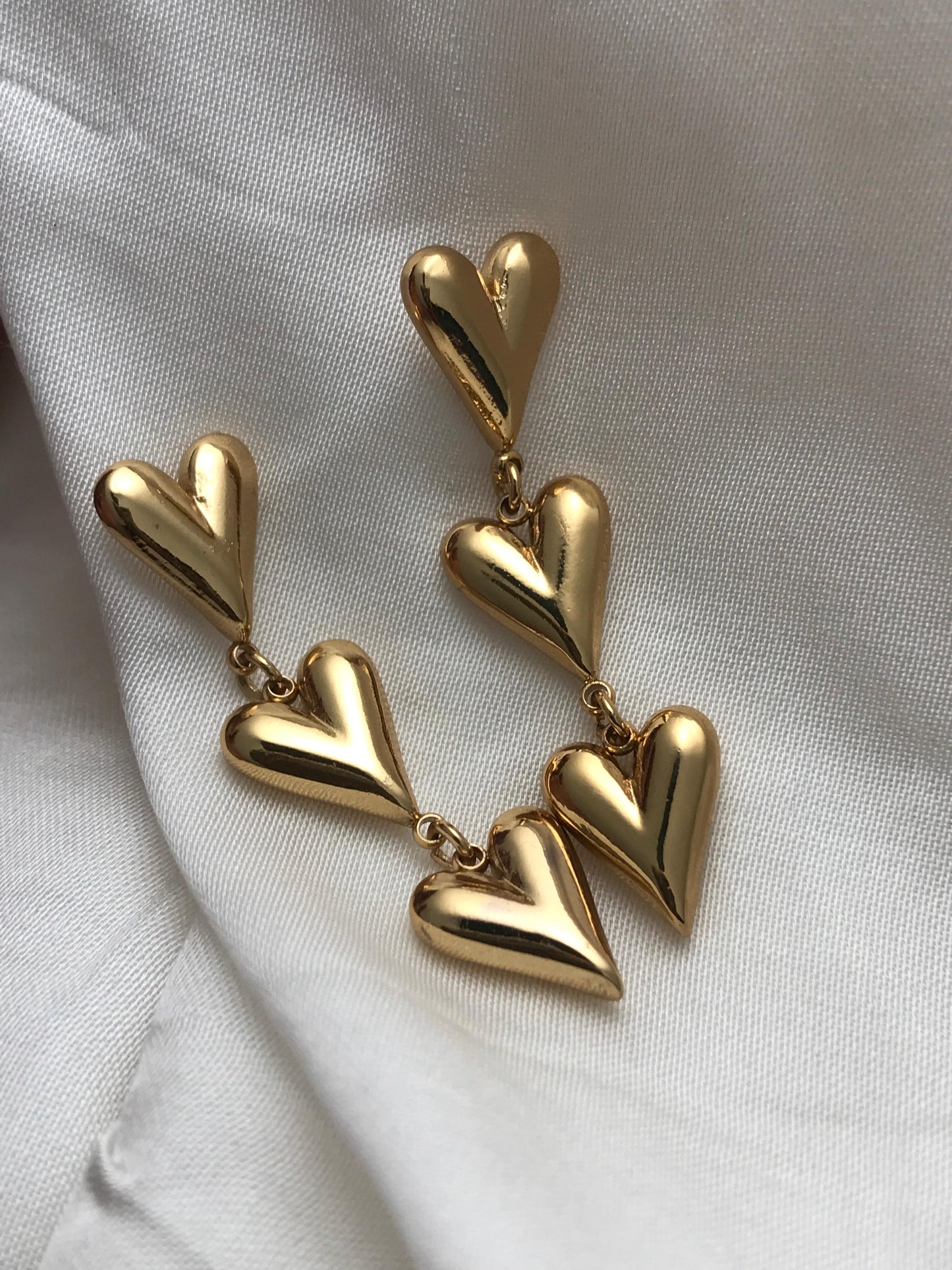 Gold Heart Dangle Earrings