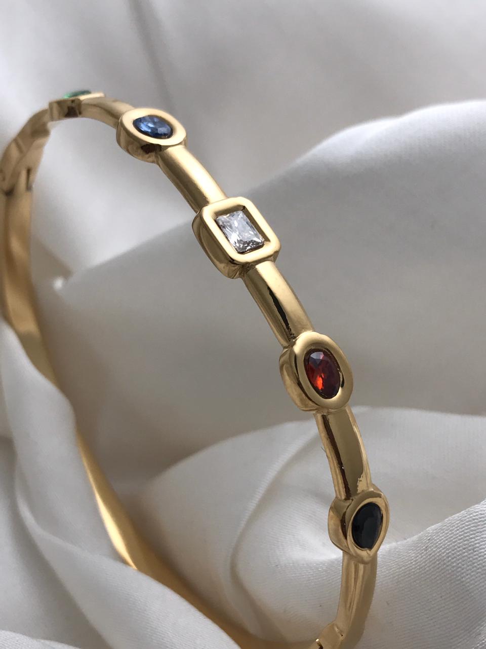 Gold Multi-colored Gemstones Bracelet