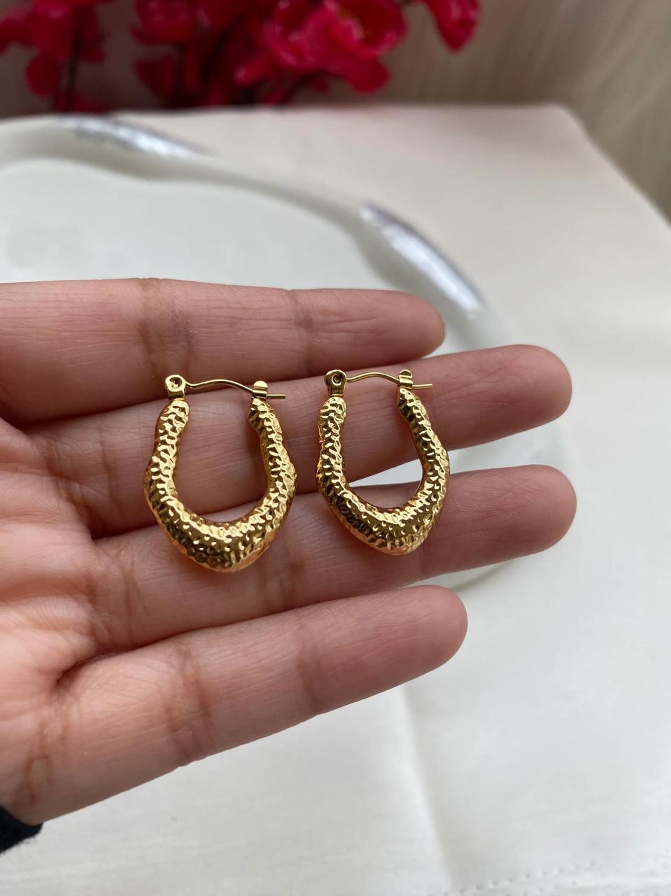 Shrimp Oval Hoops Earrings