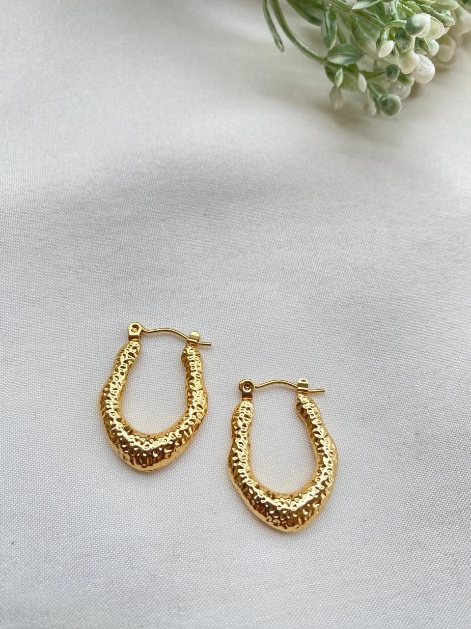 Shrimp Oval Hoops Earrings