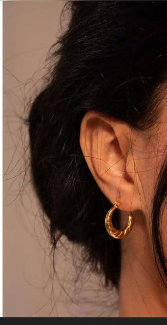 Gold Twisted Hoops Earrings