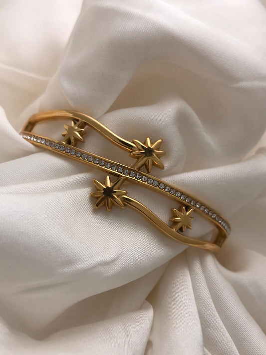 Gold Star Open Cuff Bracelet