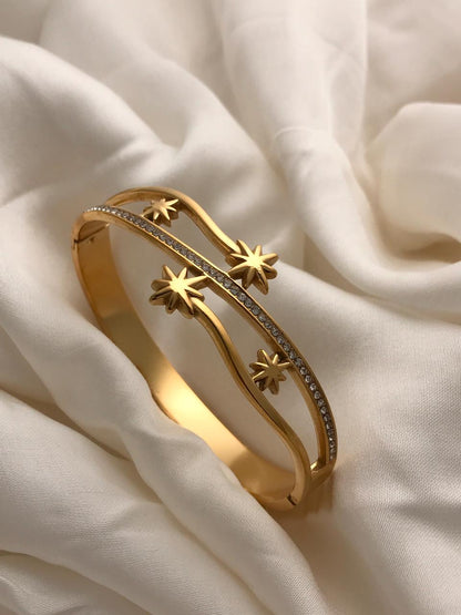 Gold Star Open Cuff Bracelet