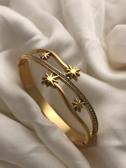 Gold Star Open Cuff Bracelet