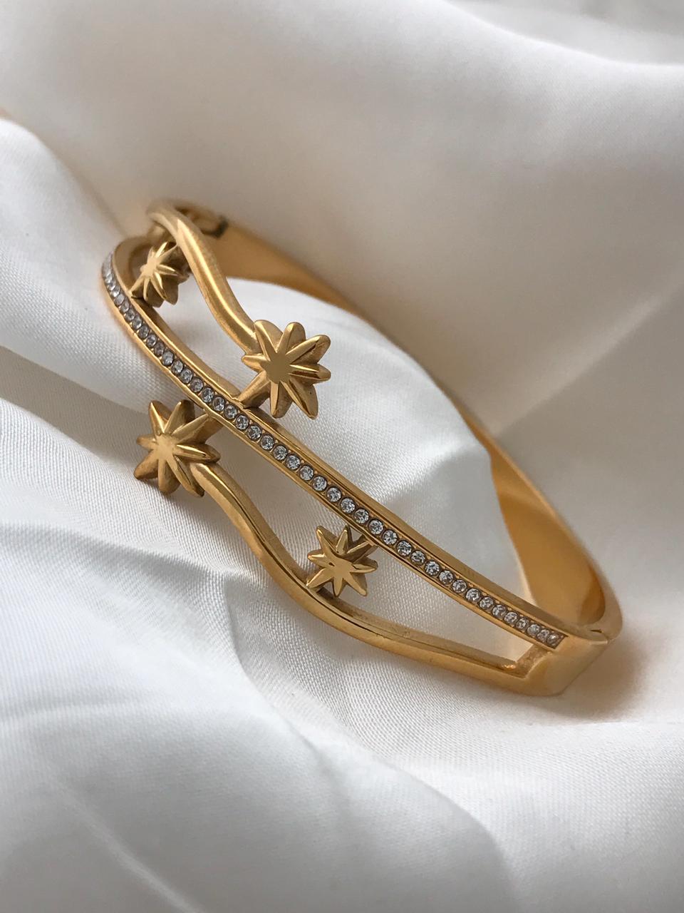 Gold Star Open Cuff Bracelet