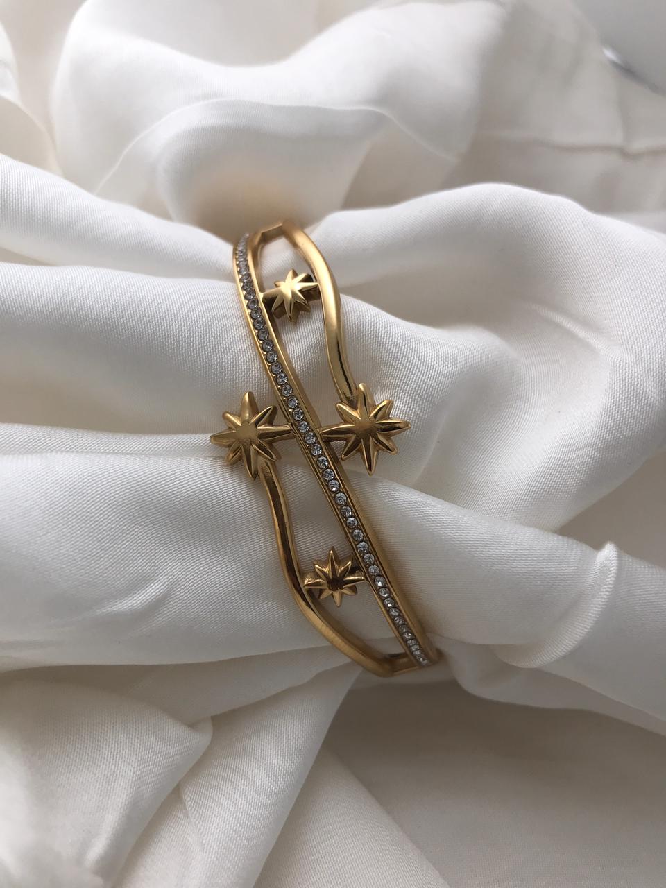 Gold Star Open Cuff Bracelet