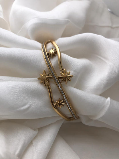 Gold Star Open Cuff Bracelet