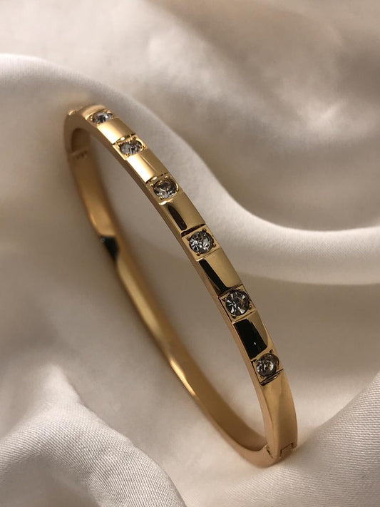 Gold Square-cut Cubic Zirconia Bracelet