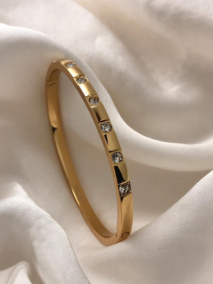Gold Square-cut Cubic Zirconia Bracelet