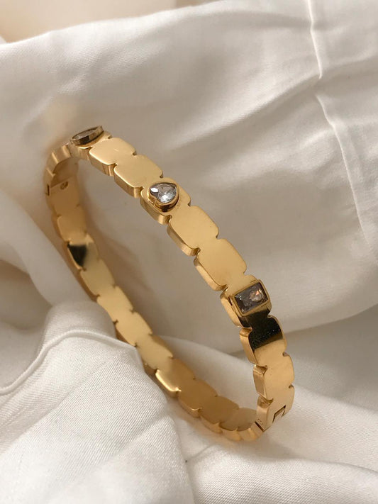 Gold Square Cubic Zirconia Bracelet