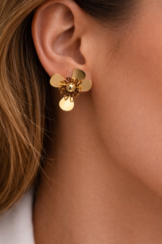 Gold-Tone Floral Drop or Dangle Earrings