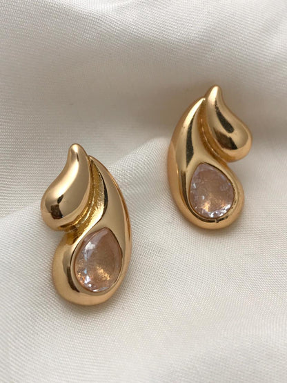 Gold Flame Teardrop Crystal Earrings