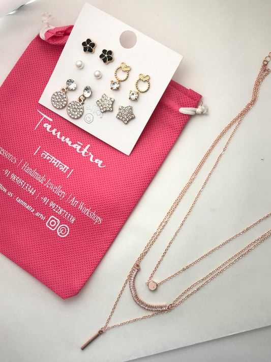 Diamond Hexagon Layered Necklace Combo-1