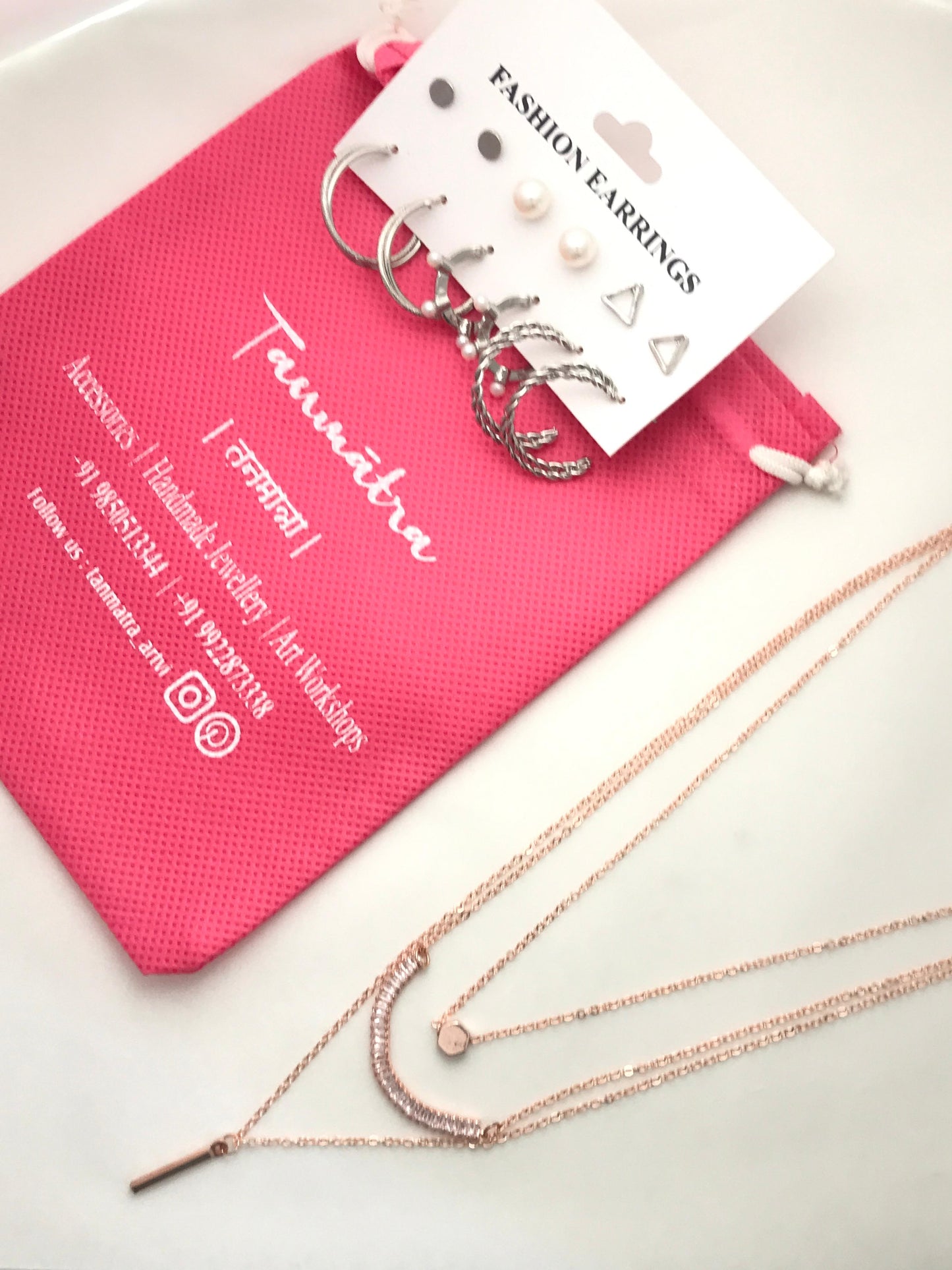 Diamond Hexagon Layered Necklace Combo- 6